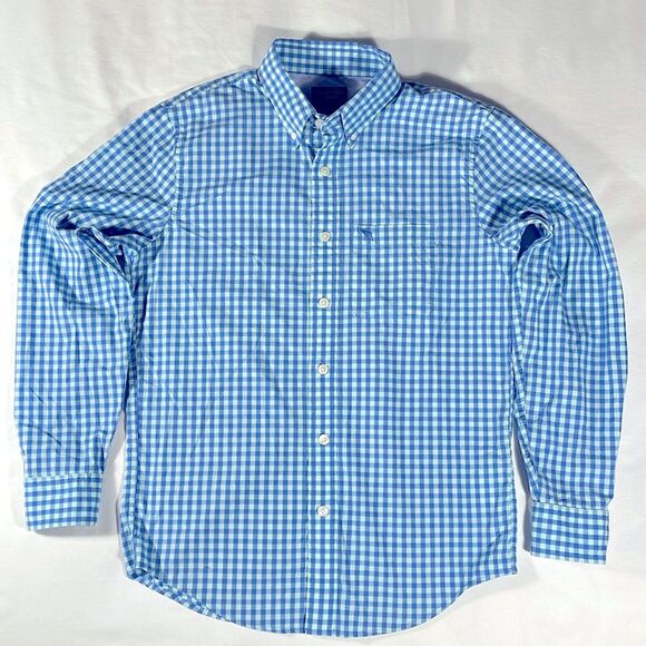 Abercrombie & Fitch mens blue gingham checkered plaid button down shirt - size S - Picture 2 of 9